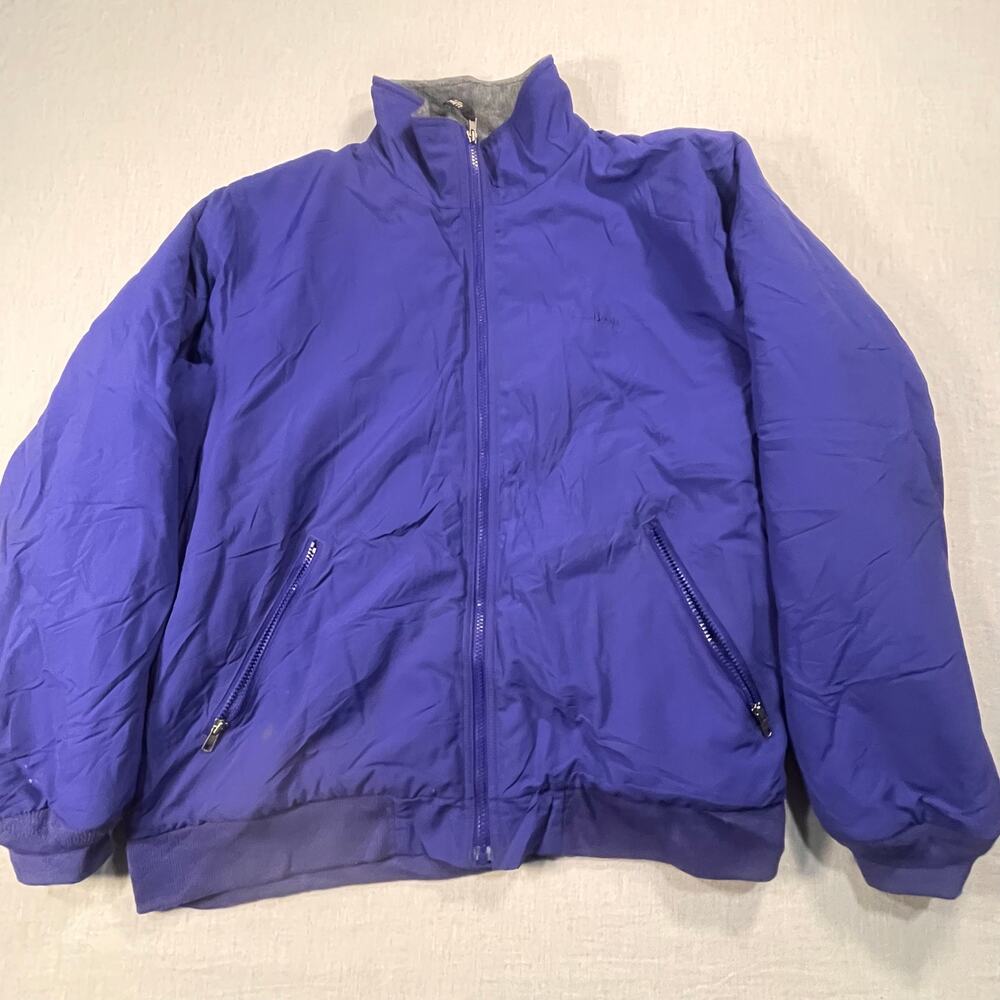 Vintage L.L.Bean Men’s XL Purple Nylon Zip Jacket Fleece Lined Outdoor Classic